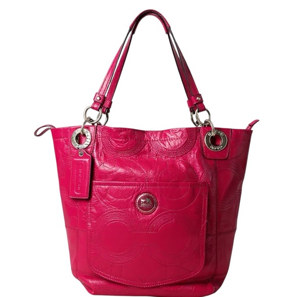 Coach Fuchsia Patent Leather  Embossed Tote - Picture 1 of 4